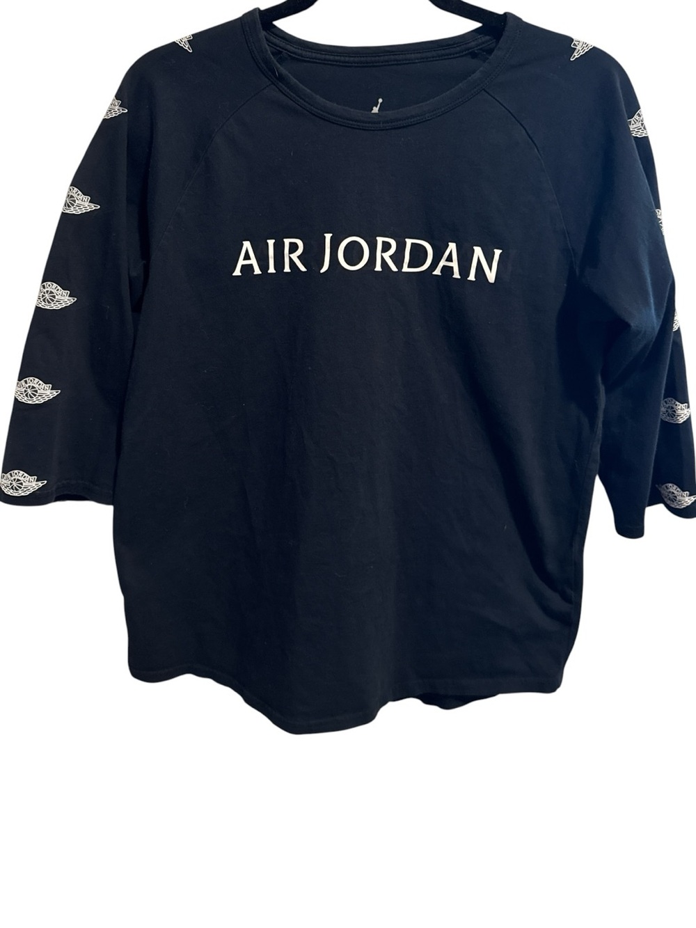 Nike Air Jordan Wings Logo‎ Raglan 3/4 Sleeve Tee | Black | Men’s Medium